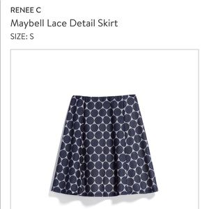 Renee C Maybell Lace polka dot navy skirt